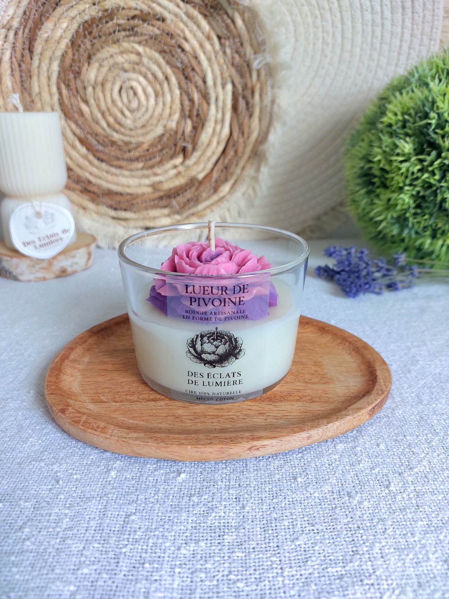 Bougie Lueur de Pivoine Moyen format
