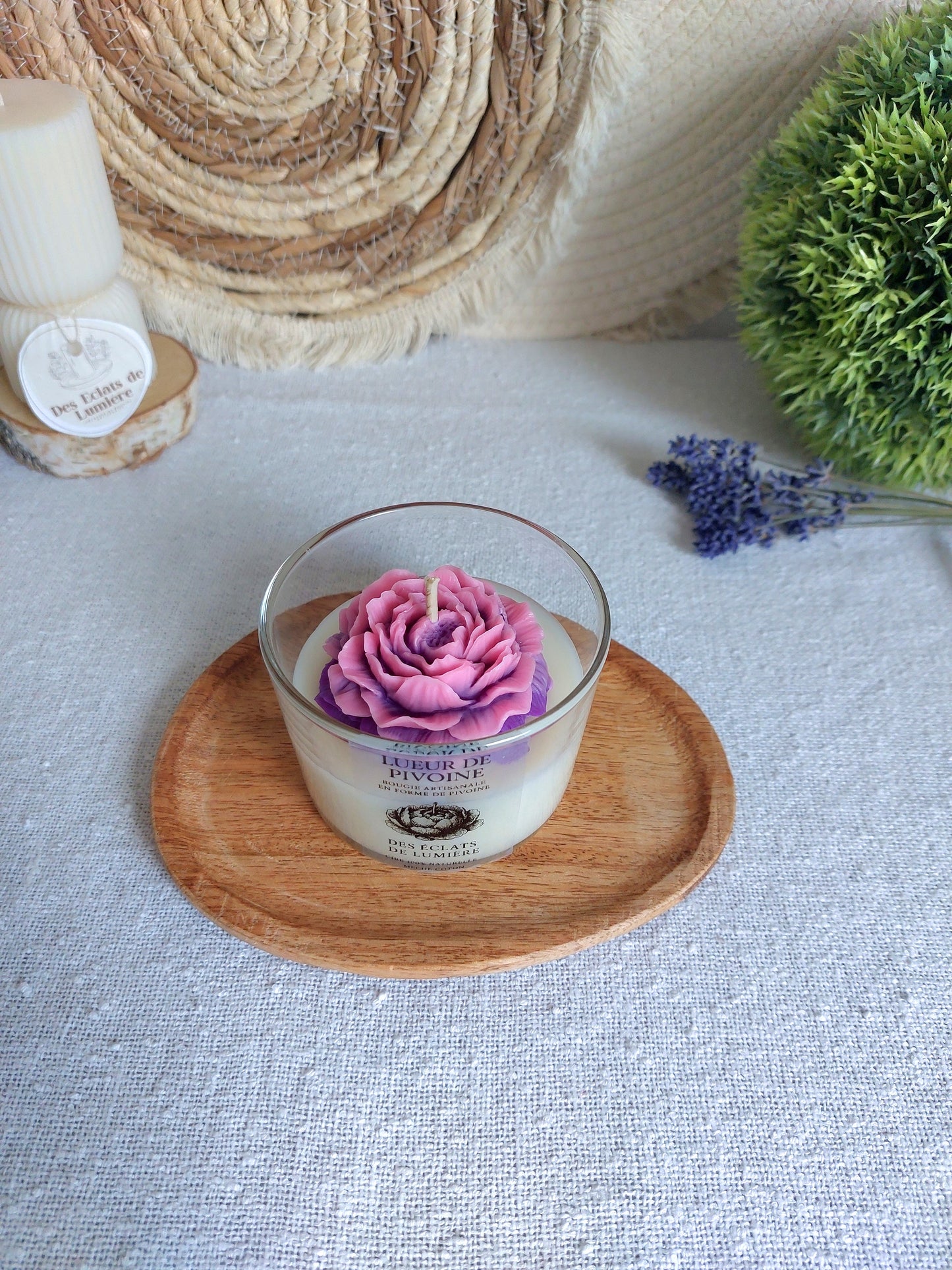 Bougie Lueur de Pivoine Moyen format