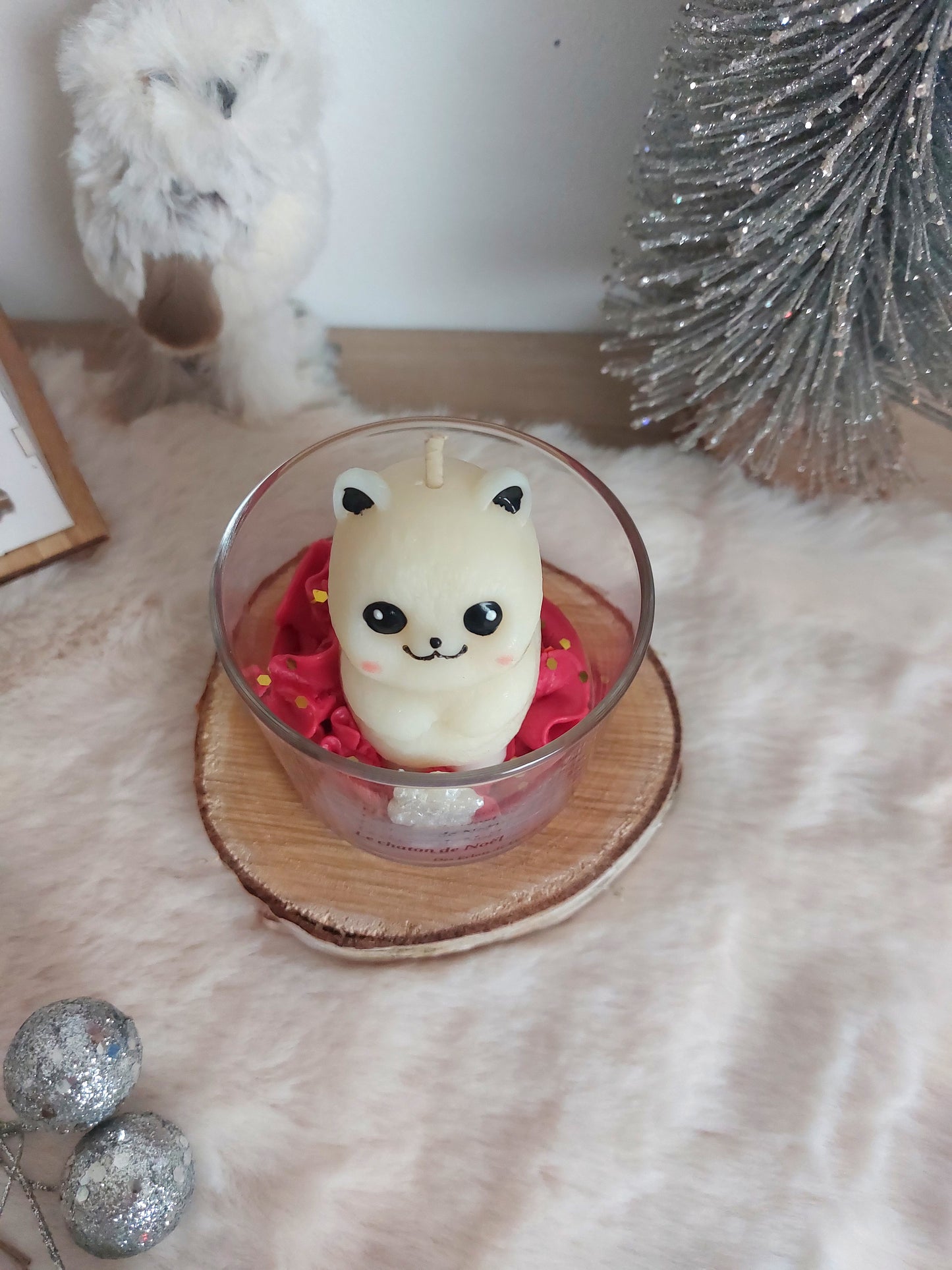 Bougie Chaton de Noël Moyen Format