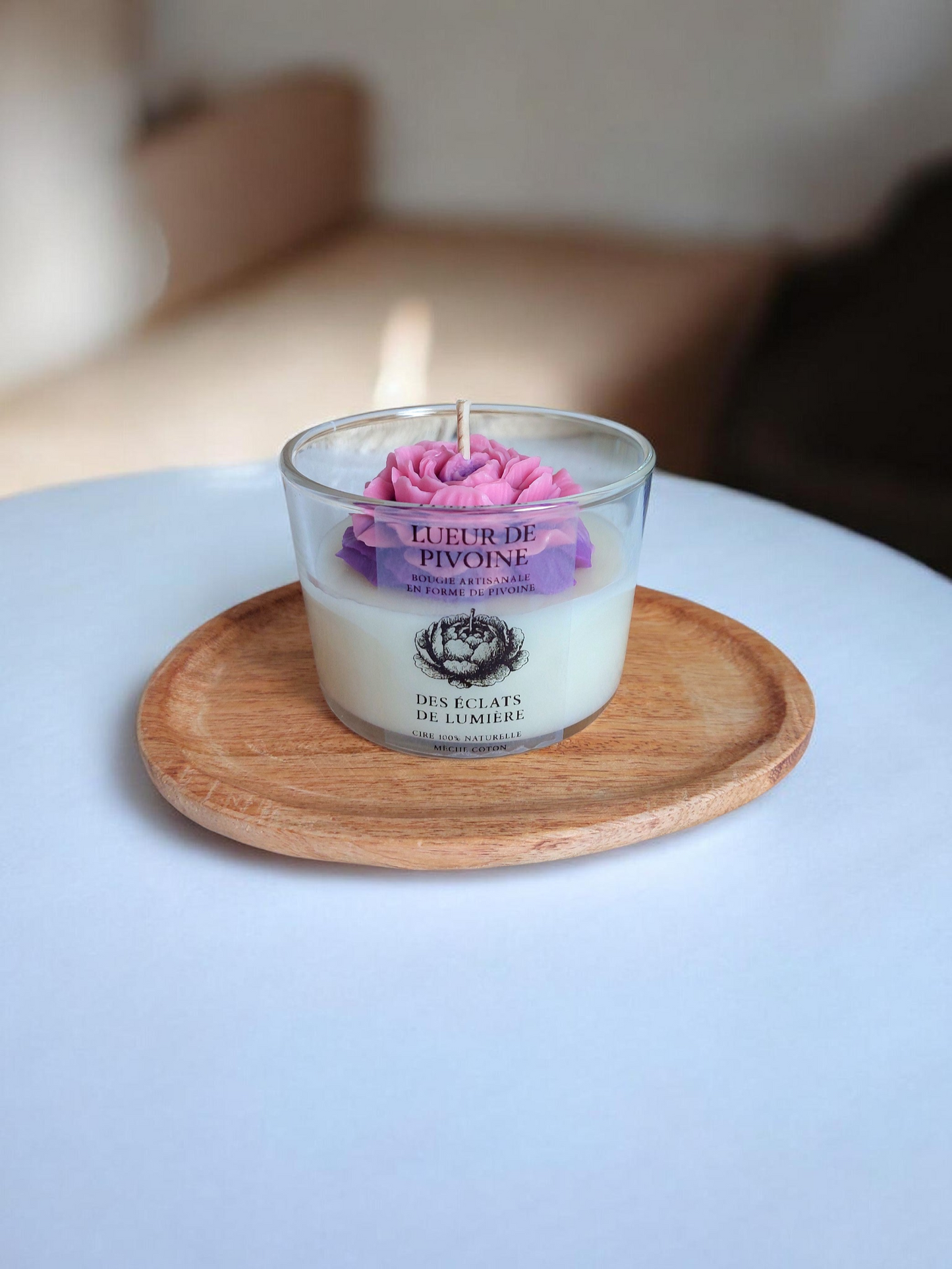 Bougie Lueur de Pivoine Moyen format
