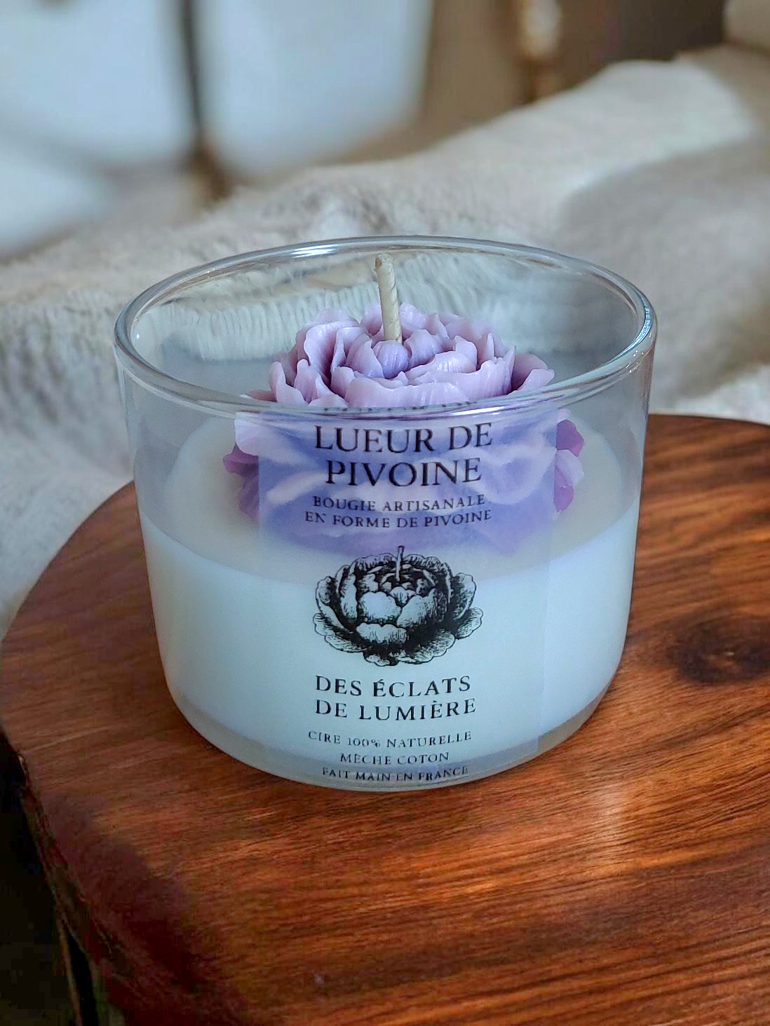 Bougie Lueur de Pivoine Moyen format