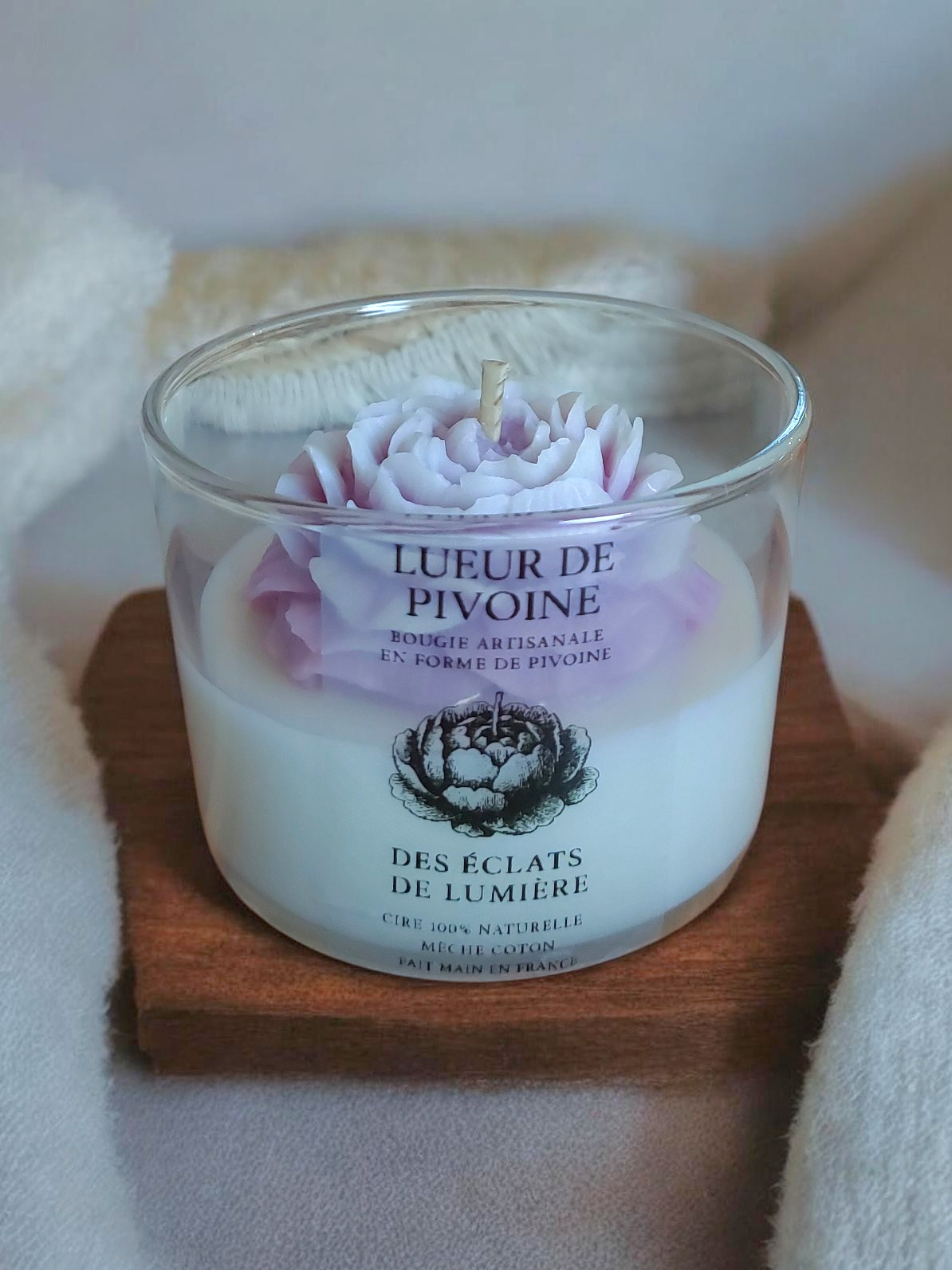 Bougie Lueur de Pivoine Moyen format