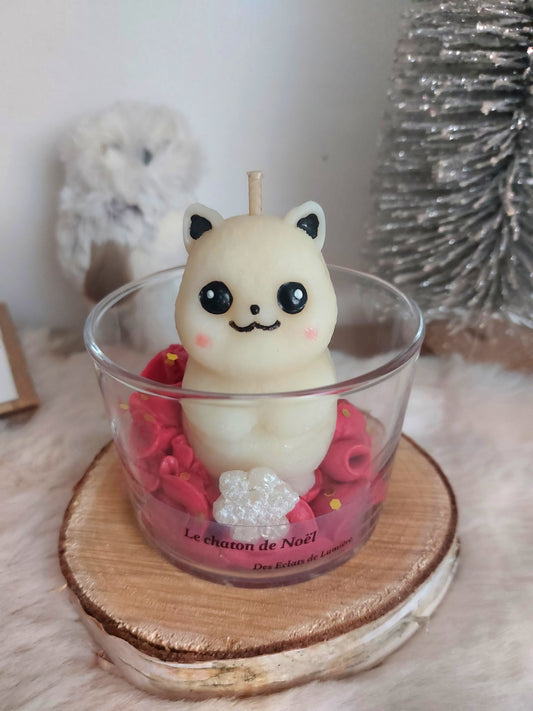 Bougie Chaton de Noël Moyen Format