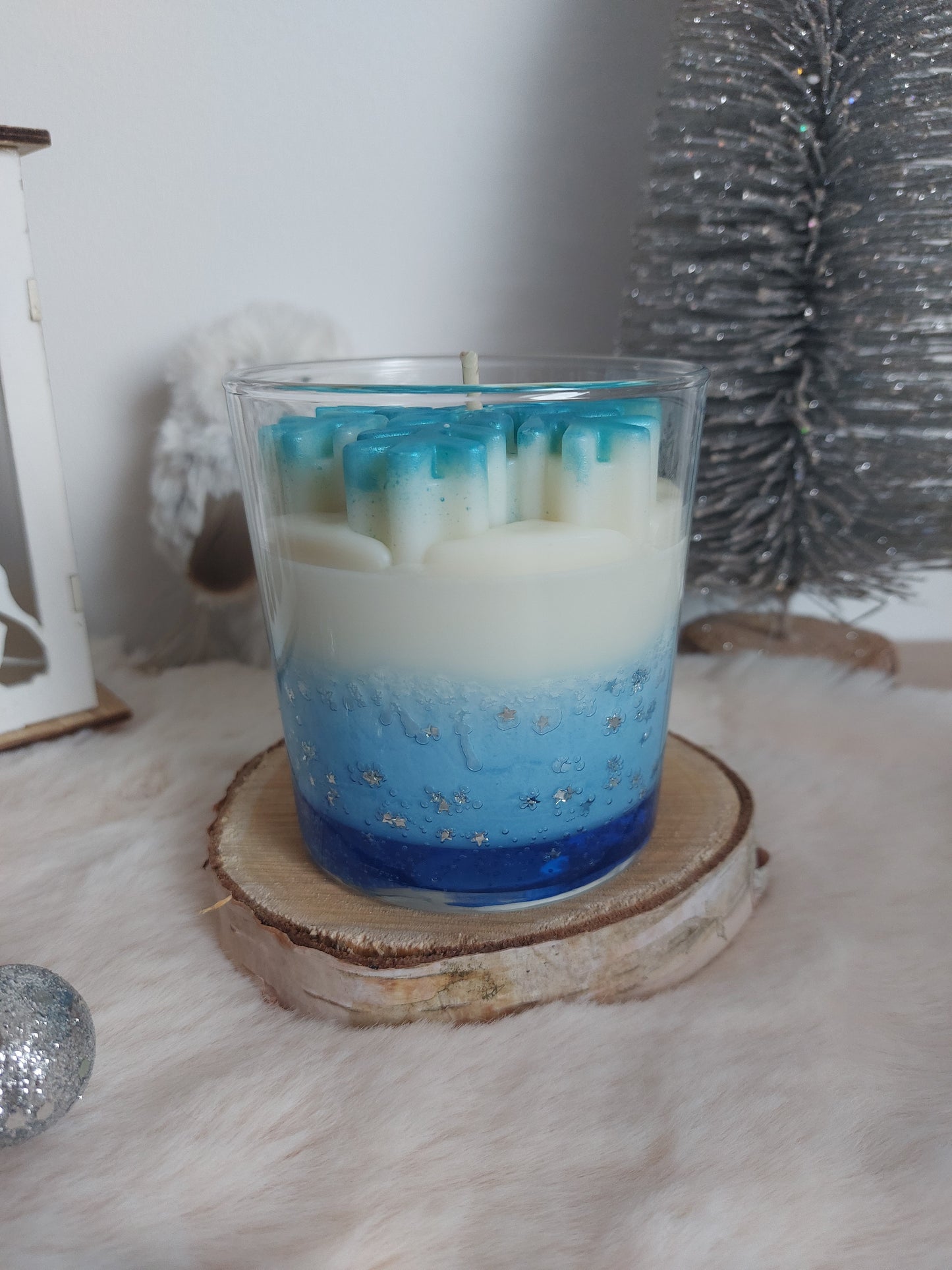 Bougie grand format Flocon de Noël