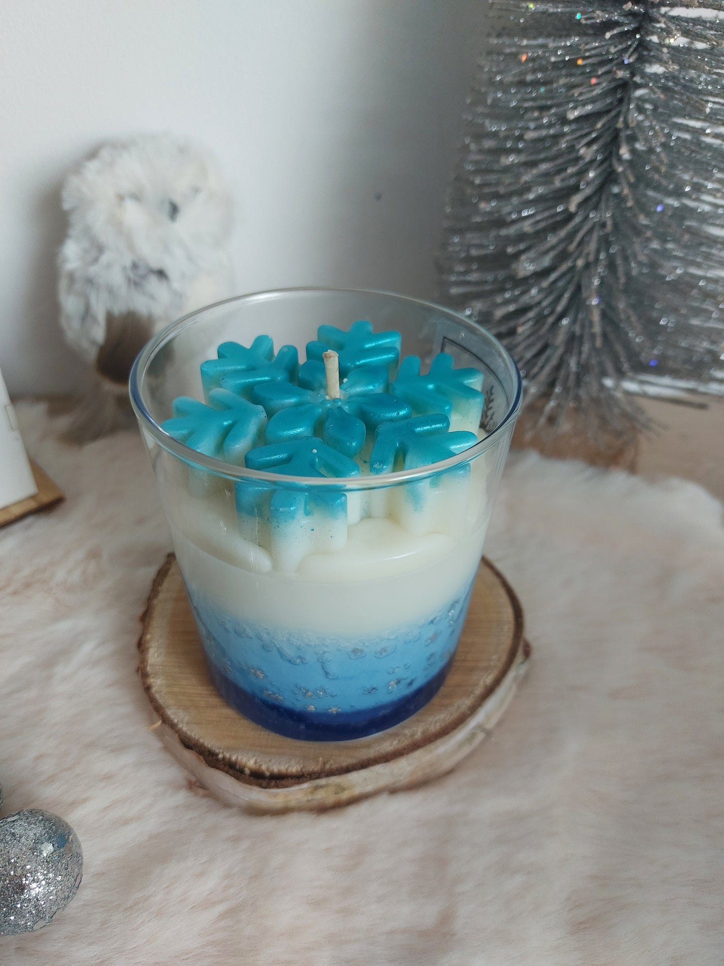 Bougie grand format Flocon de Noël