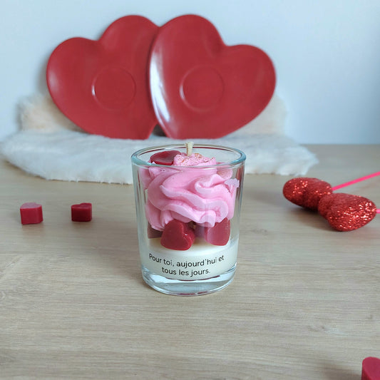 Bougie Petit Format, petits coeurs Saint Valentin