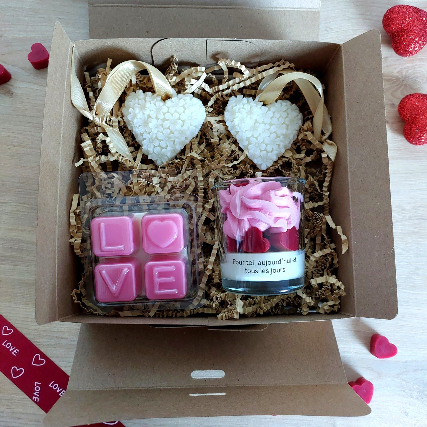 Coffret Saint Valentin Bougie, fondants, diffuseur pendrie